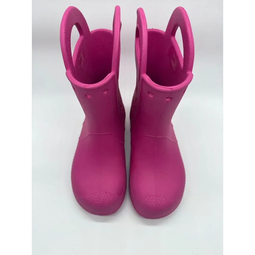 Crocs Handle It Rain Boots Solid Pink Magenta Youth J1